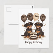 Carte Postale Joyeux Anniversaire Chiens Rottweiler (Devant / Derrière)