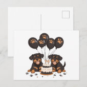 Carte Postale Joyeux Anniversaire Chiens Rottweiler (Devant / Derrière)