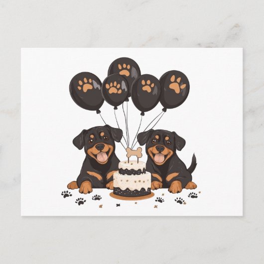 Carte Postale Joyeux Anniversaire Chiens Rottweiler (Devant)