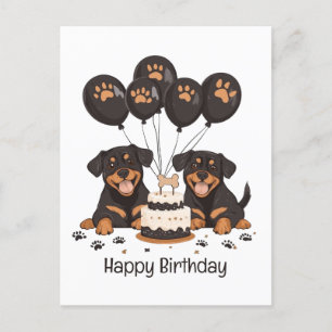 Carte Postale Joyeux Anniversaire Chiens Rottweiler