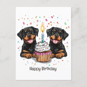 Carte Postale Joyeux Anniversaire Chiens Rottweiler