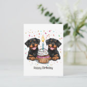 Carte Postale Joyeux Anniversaire Chiens Rottweiler (Debout devant)