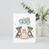 Carte Postale Joyeux Anniversaire Chiens Schnauzer (Debout devant)