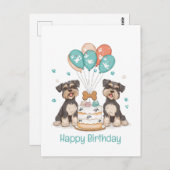 Carte Postale Joyeux Anniversaire Chiens Schnauzer (Devant / Derrière)