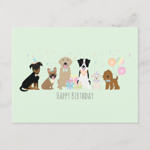 Carte Postale Joyeux Anniversaire Chiens Verts Fête