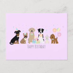 Carte Postale Joyeux Anniversaire Chiens Violet