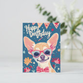 Carte Postale Joyeux Anniversaire Chihuahua  (Debout devant)