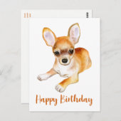 Carte Postale Joyeux Anniversaire Chihuahua Chien Chiot Chien Aq (Devant / Derrière)