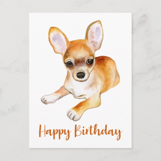 Carte Postale Joyeux Anniversaire Chihuahua Chien Chiot Chien Aq (Devant)