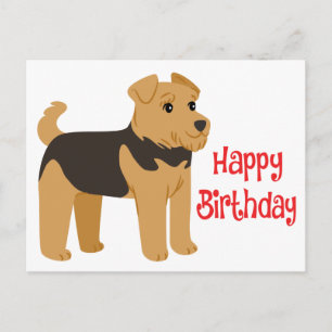 Carte Postale Joyeux Anniversaire chiot Airedale Terrier