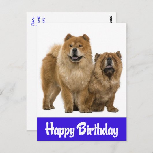 Carte postale Joyeux Anniversaire Chow Chow Chien  (Devant / Derrière)