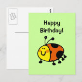 Carte Postale Joyeux anniversaire ! (coccinelle) (Devant / Derrière)