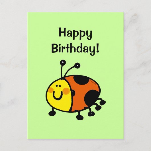 Carte Postale Joyeux anniversaire ! (coccinelle) (Devant)