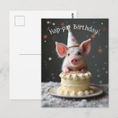 Carte Postale Joyeux anniversaire cochon (Devant / Derrière)