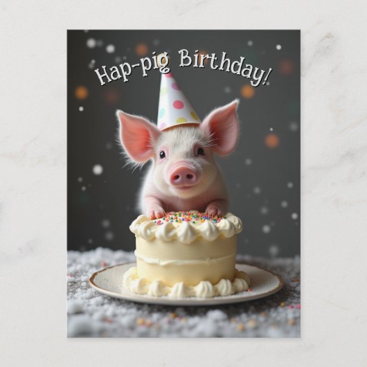 Carte Postale Joyeux anniversaire cochon (Devant)