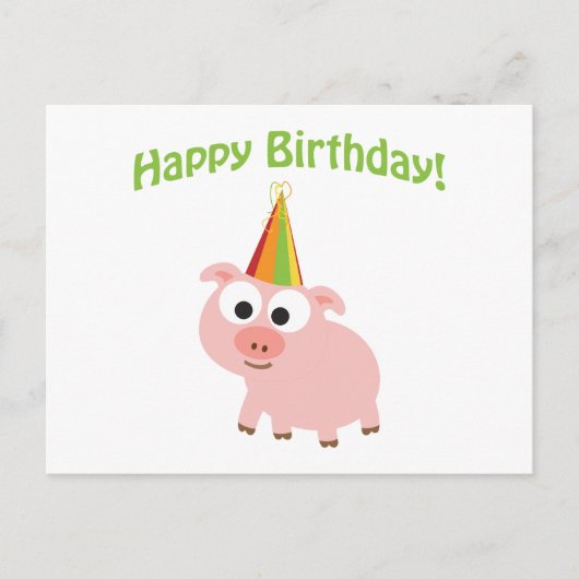 Carte Postale Joyeux anniversaire ! Cochon mignon (Devant)