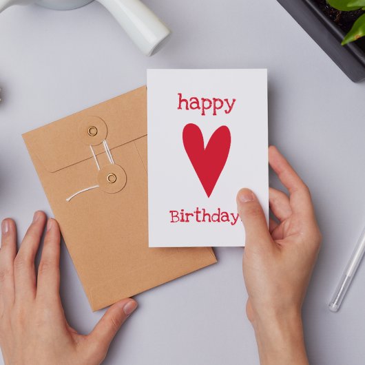 Carte Postale Joyeux Anniversaire ! Cœur Rouge