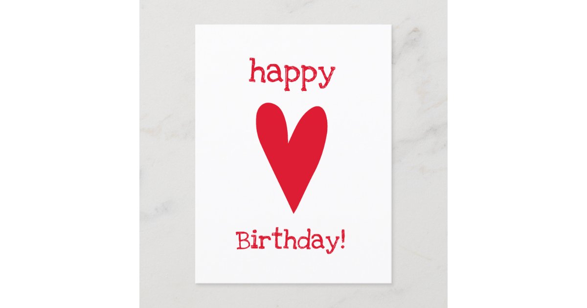 Carte Postale Joyeux Anniversaire Coeur Rouge Zazzle Be