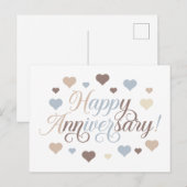 Carte Postale Joyeux Anniversaire Cœurs Pastels Romantiques Élég (Devant / Derrière)