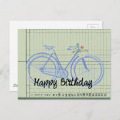 Carte Postale Joyeux anniversaire collage de vélo vintage (Devant / Derrière)