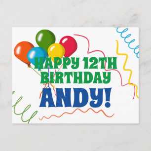 Carte Postale Joyeux anniversaire coloré avec des ballons