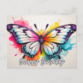 Carte Postale Joyeux Anniversaire coloré Beau Papillon (Devant)