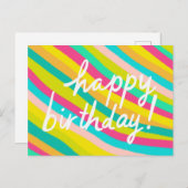 Carte Postale JOYEUX ANNIVERSAIRE Coloré Cool & Amusant Rayures (Devant / Derrière)