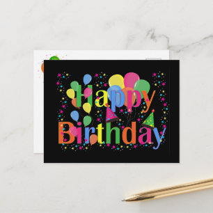 Carte Postale Joyeux Anniversaire, coloré et festif,