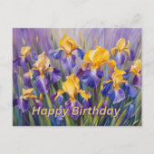 Carte Postale Joyeux anniversaire coloré Iris Fleurs (Devant)