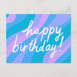 Carte Postale JOYEUX ANNIVERSAIRE Colorful Cool & Fun Stripes