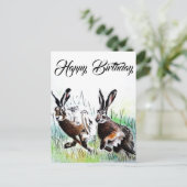 Carte Postale Joyeux Anniversaire con le lepri (Debout devant)