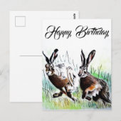 Carte Postale Joyeux Anniversaire con le lepri (Devant / Derrière)