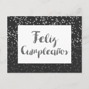 Carte Postale Joyeux Anniversaire Confettis et Paillettes Argent
