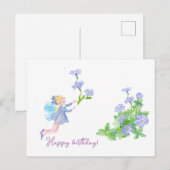 Carte Postale Joyeux anniversaire ! Conte de fées et fleurs (Devant / Derrière)