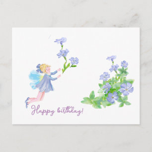 Carte Postale Joyeux anniversaire !  Conte de fées et fleurs