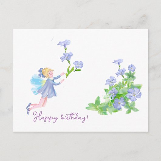 Carte Postale Joyeux anniversaire ! Conte de fées et fleurs (Devant)