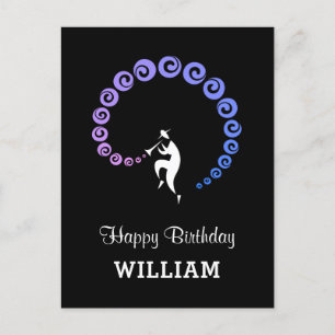 Carte Postale Joyeux Anniversaire Cool Jazz Musicien Blue Lilac