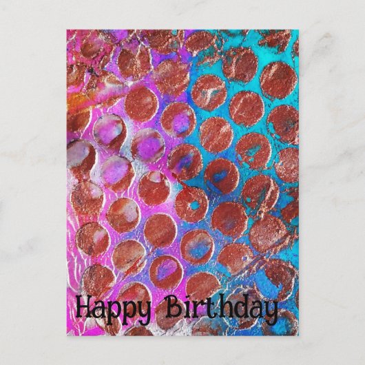 Carte Postale Joyeux Anniversaire Copper Points de Polka Abstrai (Devant)