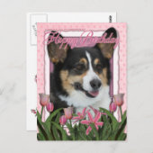 Carte Postale Joyeux anniversaire - Corgi (Devant / Derrière)