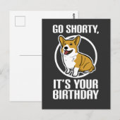 Carte Postale Joyeux Anniversaire Corgi Mignon Drôle (Devant / Derrière)