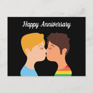 Carte Postale Joyeux Anniversaire Couple d'Hommes Gay Romantique