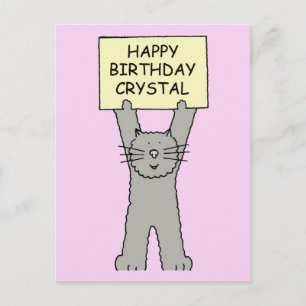 Carte Postale Joyeux anniversaire Crystal Cartoon Chat