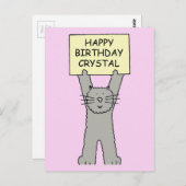 Carte Postale Joyeux Anniversaire Crystal Dessin Animé Chat (Devant / Derrière)