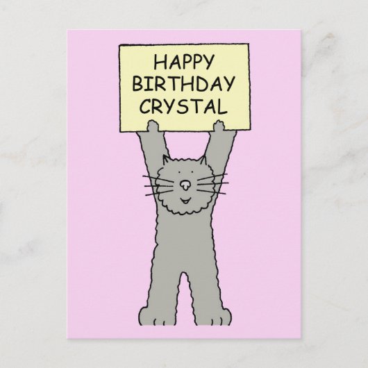 Carte Postale Joyeux Anniversaire Crystal Dessin Animé Chat (Devant)
