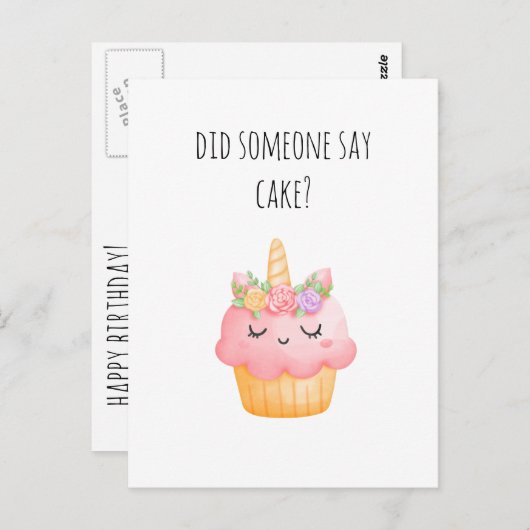 Carte Postale Joyeux Anniversaire Cupcake Mignonne (Devant / Derrière)