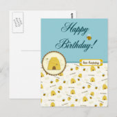 Carte Postale Joyeux anniversaire d'abeilles ! (Devant / Derrière)