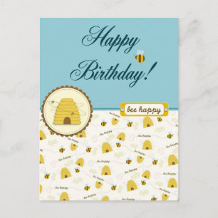 Carte Postale Joyeux anniversaire d'abeilles !