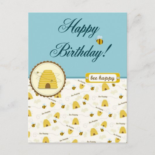 Carte Postale Joyeux anniversaire d'abeilles ! (Devant)