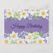 Carte Postale Joyeux anniversaire Daffodil et fleurs d'Hydrangea (Devant)