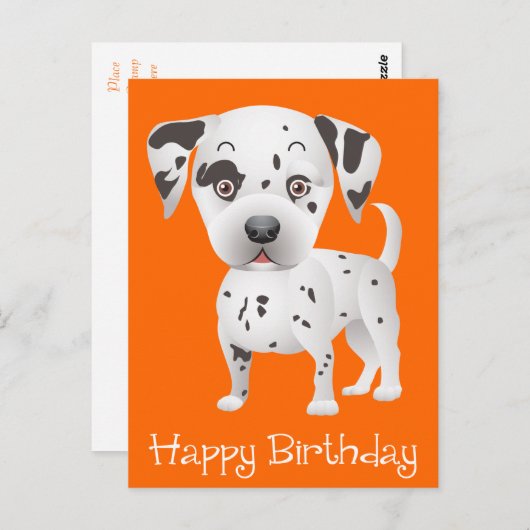 Carte Postale Joyeux Anniversaire Dalmatien Chien Chien Chien Or (Devant / Derrière)